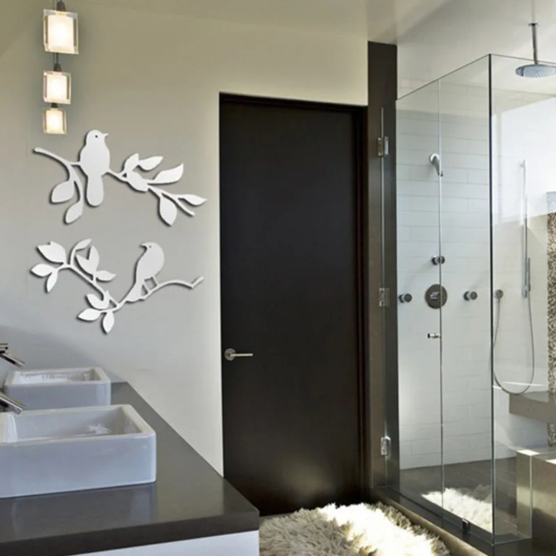 

Room Decor Home Decor Wall Stickers Mirror DIY For Bedroom Aesthetic Triangle Animal 3D Acrylic Self-adhesive Decorative Mirrors