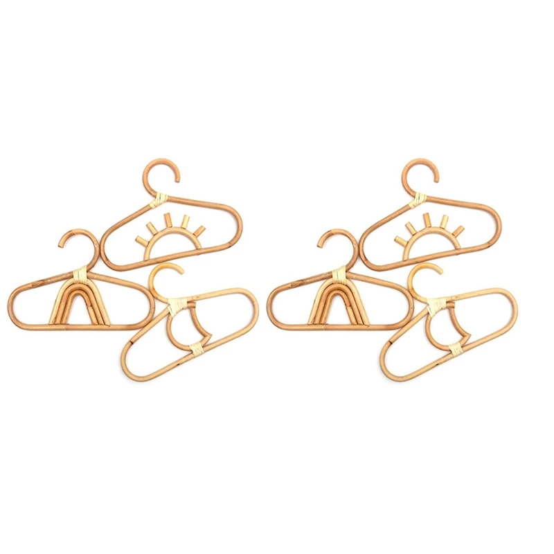

6Pcs Rattan Kids Hanger Kids Garments Organizer Rack Hat Hanging Hook Wall Hooks Kids Room Decor Hanger