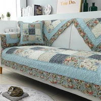 floral pattern cotton quilted sofa cover mat pillow non slip patchwork sofa back towel carpet rug l shaped sofa furniture case