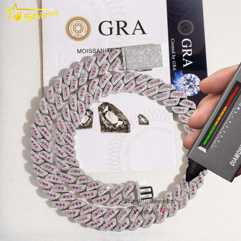 Женская Серебряная цепочка с муассанитом в стиле хип-хоп 15 мм