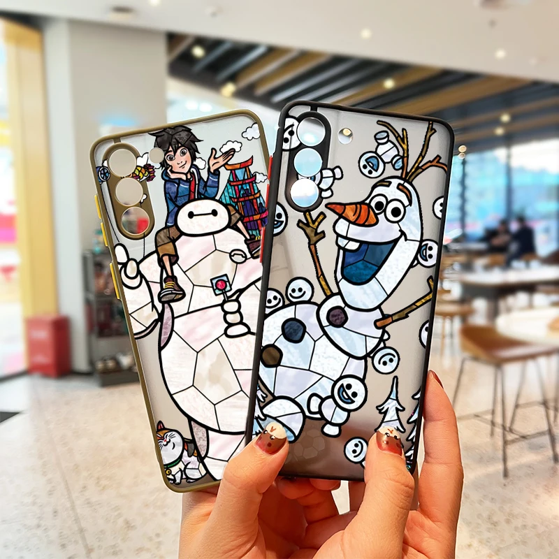 

Disney Frozen Anna Elsa For Samsung S22 S21 Ultra S20 FE S10E S10 Lite S9 S8 Plus Frosted Translucent Matte Phone Case