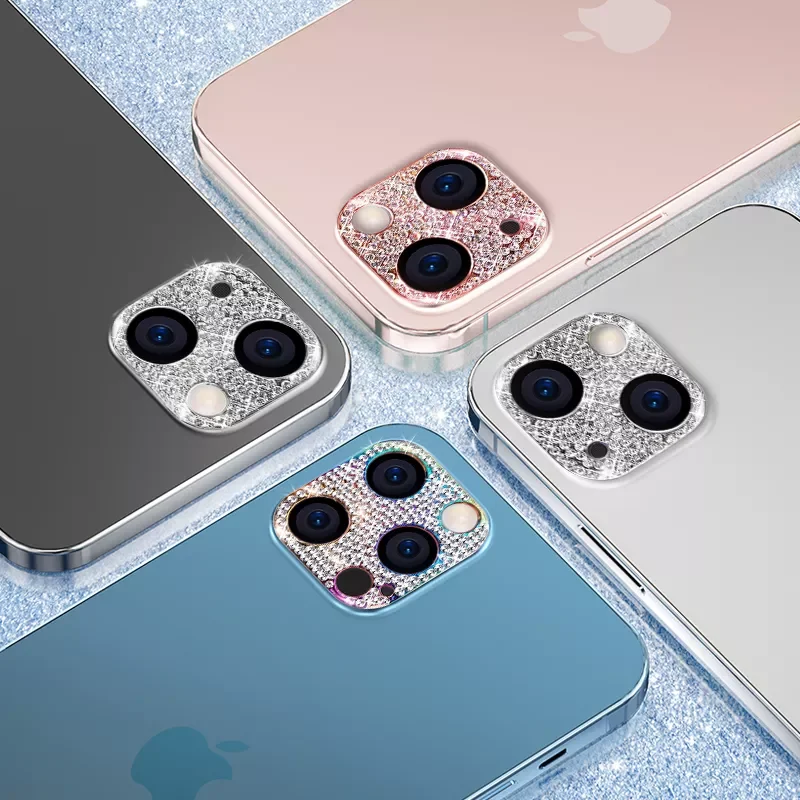 

Shiny Crystal Diamond Camera Lens Protector For iPhone 13 Pro Max 11 12 XS X Mini Bling Glitter Rhinestone Metal Len Film