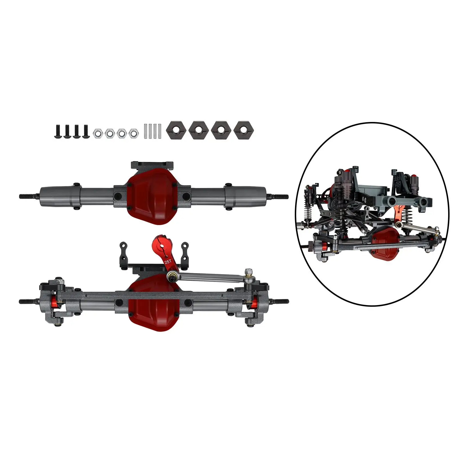 

1/10 Front Rear Axle with Servo Base for Axial SCX10 D90 Parts DIY Accessory