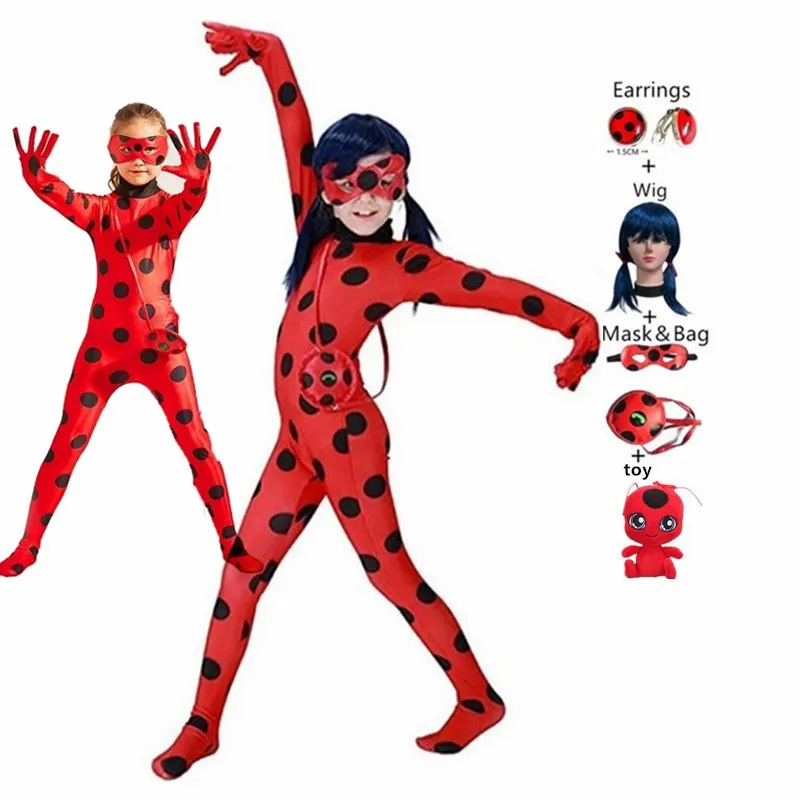 

Girl Clothes Bodysuit Polka Dot Cute Toddler Girl Little Beetel Sets Mask Wig Plagg Jumpsuit Christmas Fancy Lady Girls Costumes