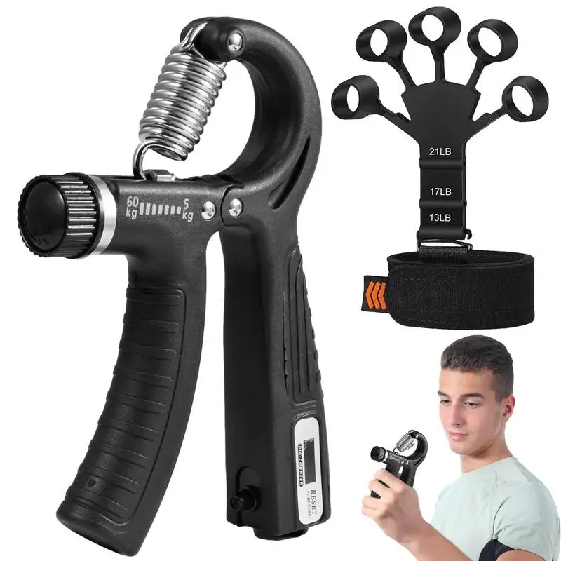 

Grip Strength Trainer Set Adjustable Hand Grip Strengthener Forearm Exerciser Finger Strengthener Wrist Forearm Grip Workout