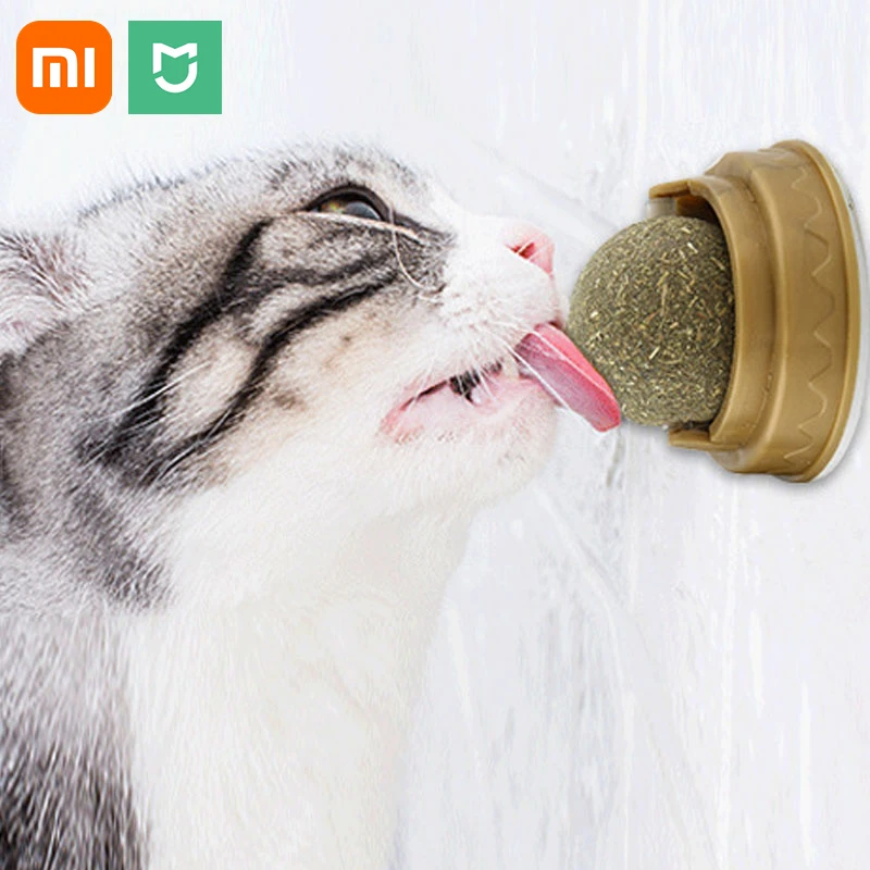 

Xiaomi Mijia Pet Catnip Cat Wall Stick-on Ball Toy Treats Natural Removes Hair Balls to Promote Digestion Cat Grass Snack Pet