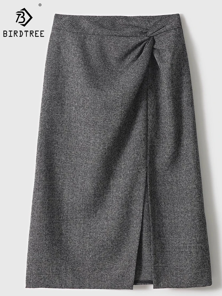 

Женская плиссированная юбка из 100% овечьей шерсти с высокой талией B30357QD