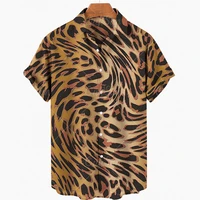 2022 mens hawaiian shirts 3d leopard print shirts summer shirt for men vintage loose oversized short sleeve fashion casual top