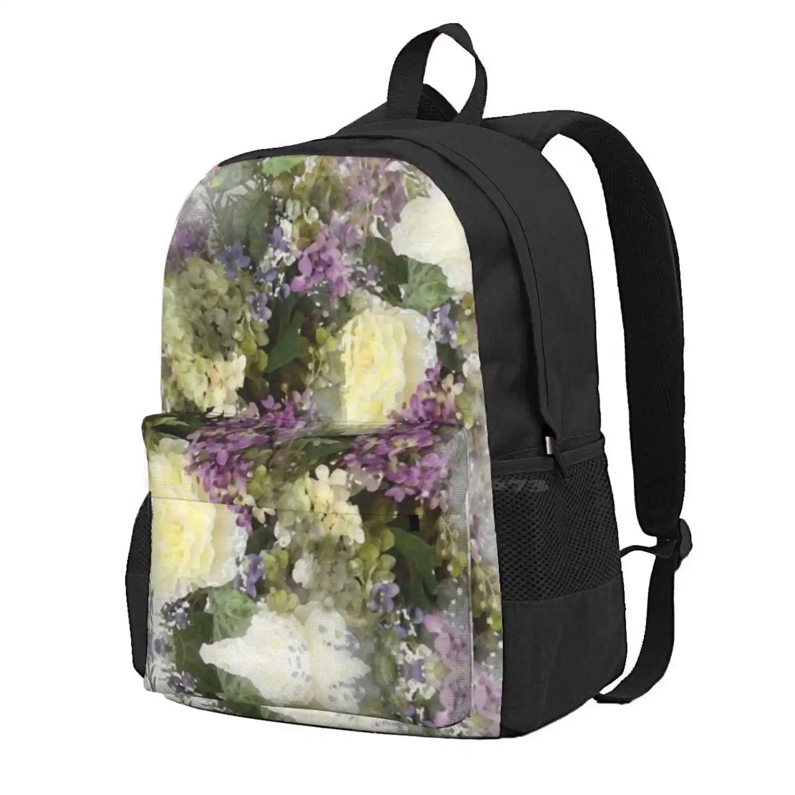 Все виды акварельных цветочных букетиков с кремовыми розами и фиолетовыми