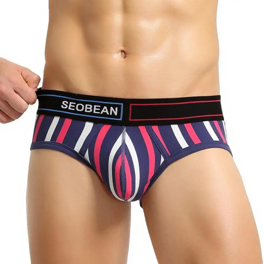 

2022 New Arrivals SEOBEAN men's briefs cotton stripe underwear sexy male underwear briefs panties