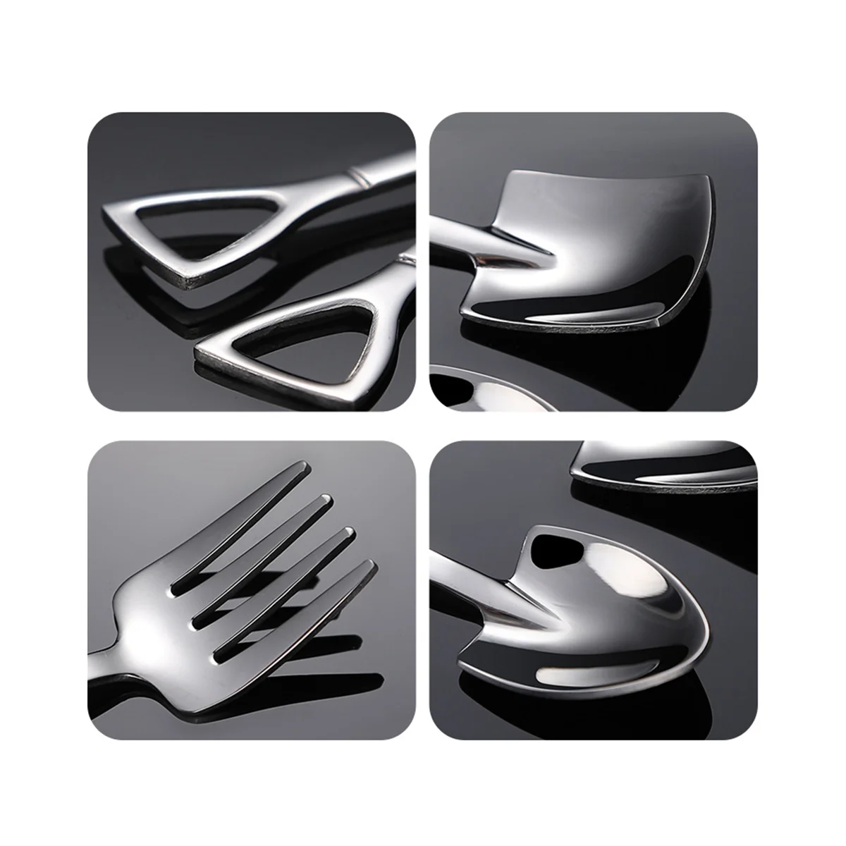 

21PCS Shovel Spoon Stainless Steel Tea Spoon Coffee Spoon Ice Cream Dessert Spoon Tableware Knife Fork Spoon, B