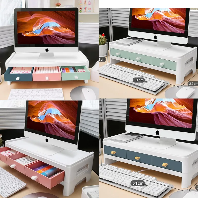

Discount Plastic Monitor Stand Riser Computer Support Rack Laptop Increased Shelf PC Desktop Organizer Double LCD Base Raiser