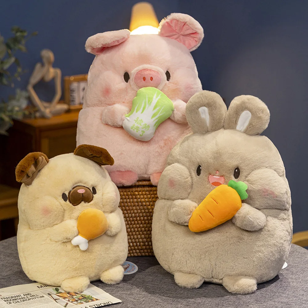 

Adorkable Round Chuppy Pig Rabbit Dog Chicken Plush Toys Stuffed Fluffy Animal Dolls Kids Girls Birthday Xmas Gifts Room Decor