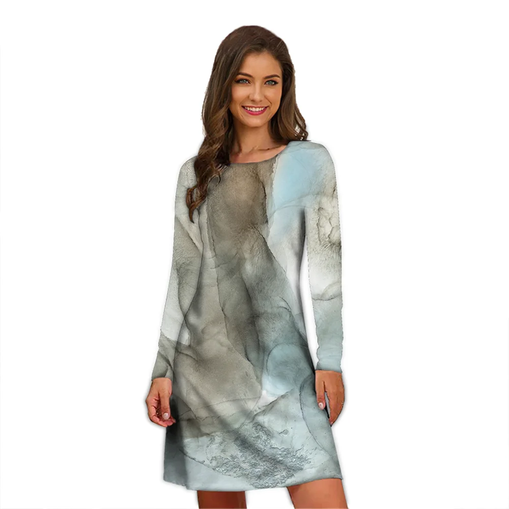 Женское платье с абстрактным принтом повседневное ТРАПЕЦИЕВИДНОЕ ПЛАТЬЕ