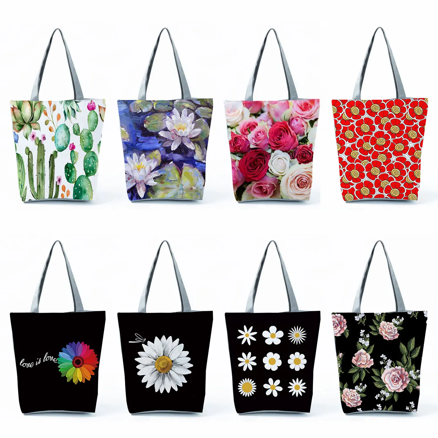 

Tote Bag Casual Botanical Flower Print Shopping Bag Women Shoulder Bag School Teacher Gift Bag Ladies Outdoor Large Capacity