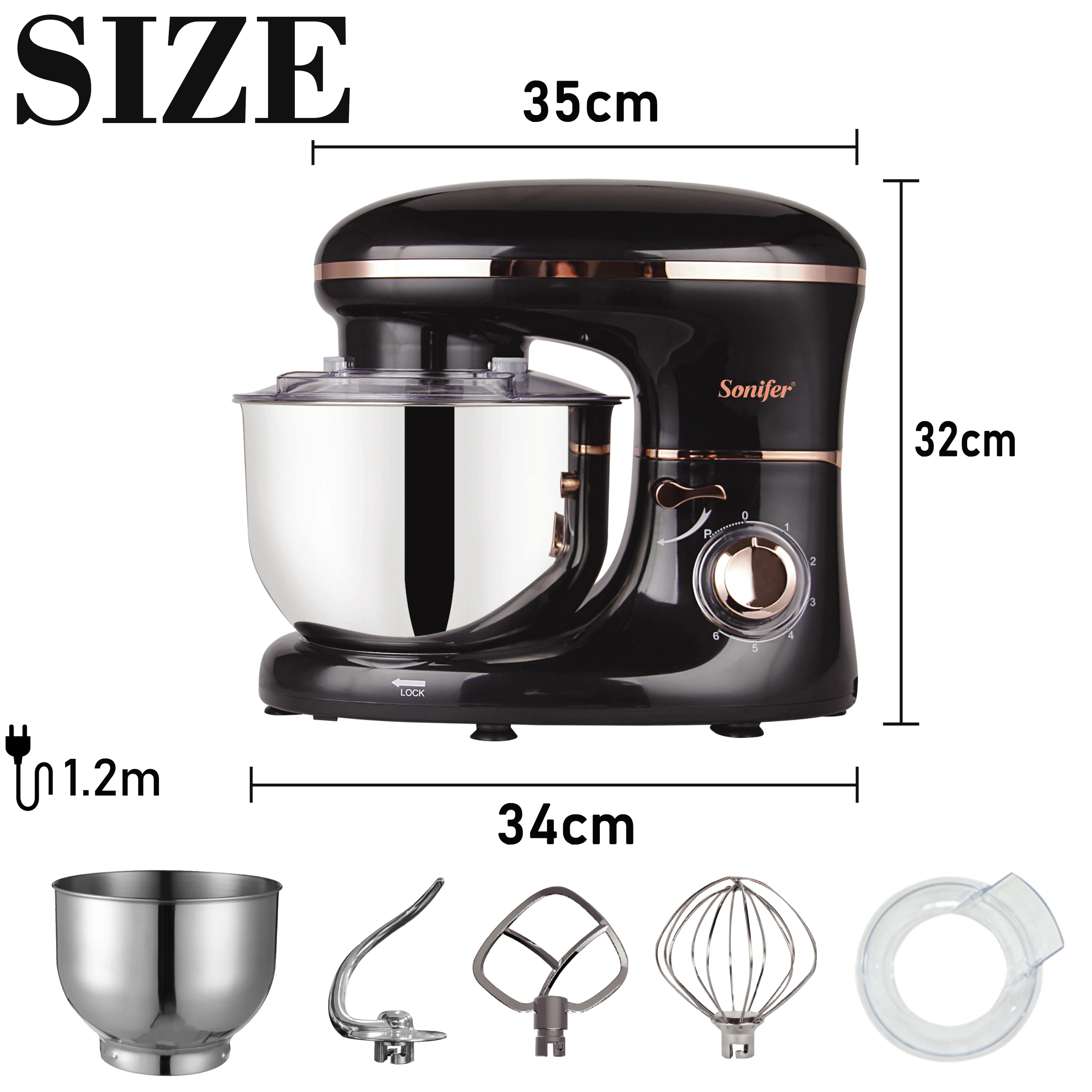 Stand Mixer Professional Kitchen Aid Food Blender Cream Whisk Cake Dough Mixers With Bowl Metal Gear Chef Machine Charm Sonifer images - 6