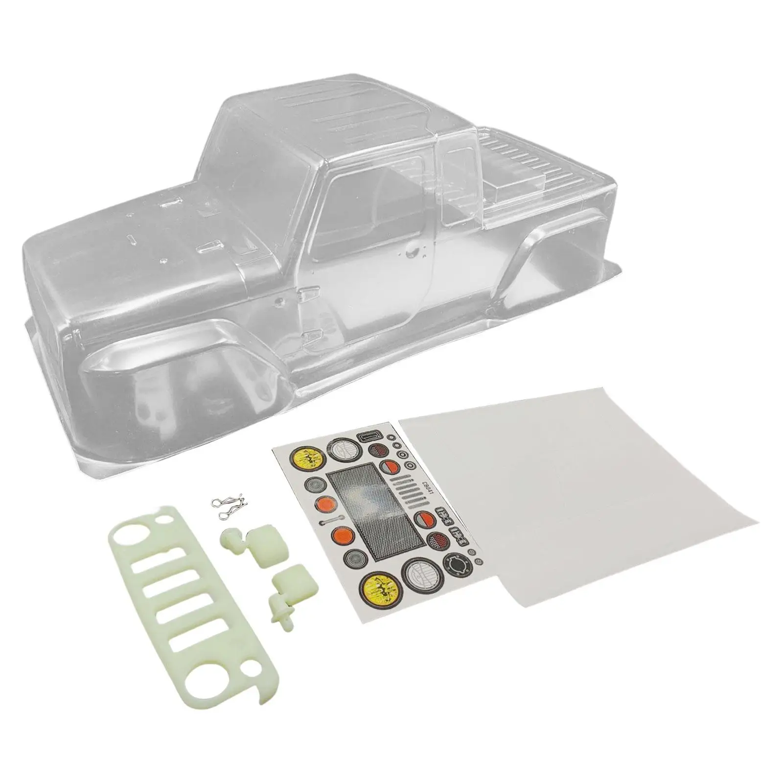 

RC Car Body Shell Transparent with Stickers Unpainted DIY Car/Truck Bodies Wing & Decals for 1/10 RC Car Spare Parts Accs
