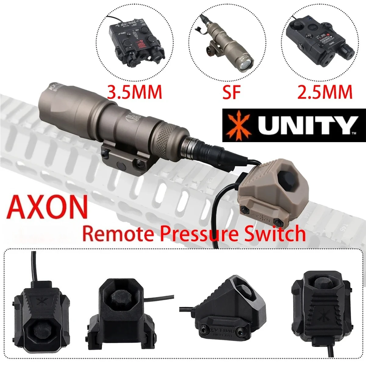 Фото Кнопка дистанционного управления AXON UNITY Switch для SureFire M300 M600 2.5 3.5 SF, крепление на кран-крепление 20 мм, совместимость с NGAL PEQ OGL Laser, нейлон №2
