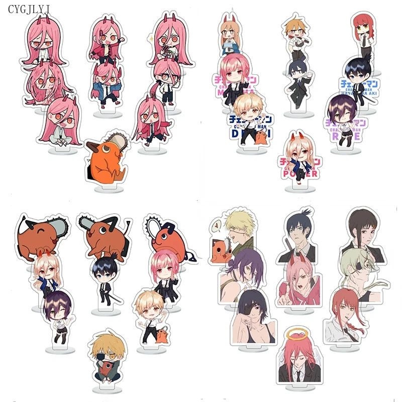 

9pcs/lot Anime Chainsaw Man Arcylic Stand Cartoon Figure Pochita Power Makima Key Chain Arcylic Pendant Keychain Jewelry Cosplay