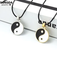 tai chi yin yang necklace for men women multicolor alloy enamel pendant rope chain necklaces fashion couples lover jewelry gifts