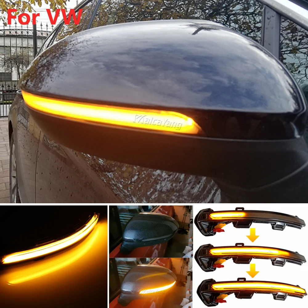 

2PCS Flashing Water Rearview Mirror Light For VW Passat B8 Variant Arteon Dynamic LED Turn Signal Indicator Sequential Blinker