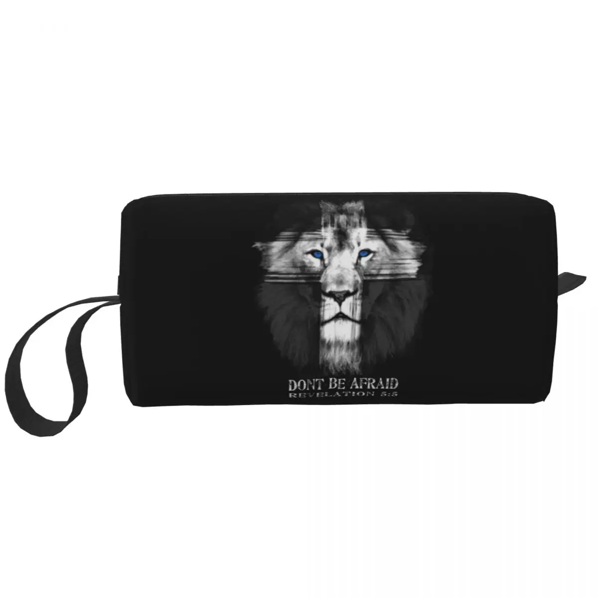 

Cute Cool Lion Of Judah Jesus Cross Travel Toiletry Bag for Women Christian Faith Cosmetic Makeup Bag Beauty Storage Dopp Kit