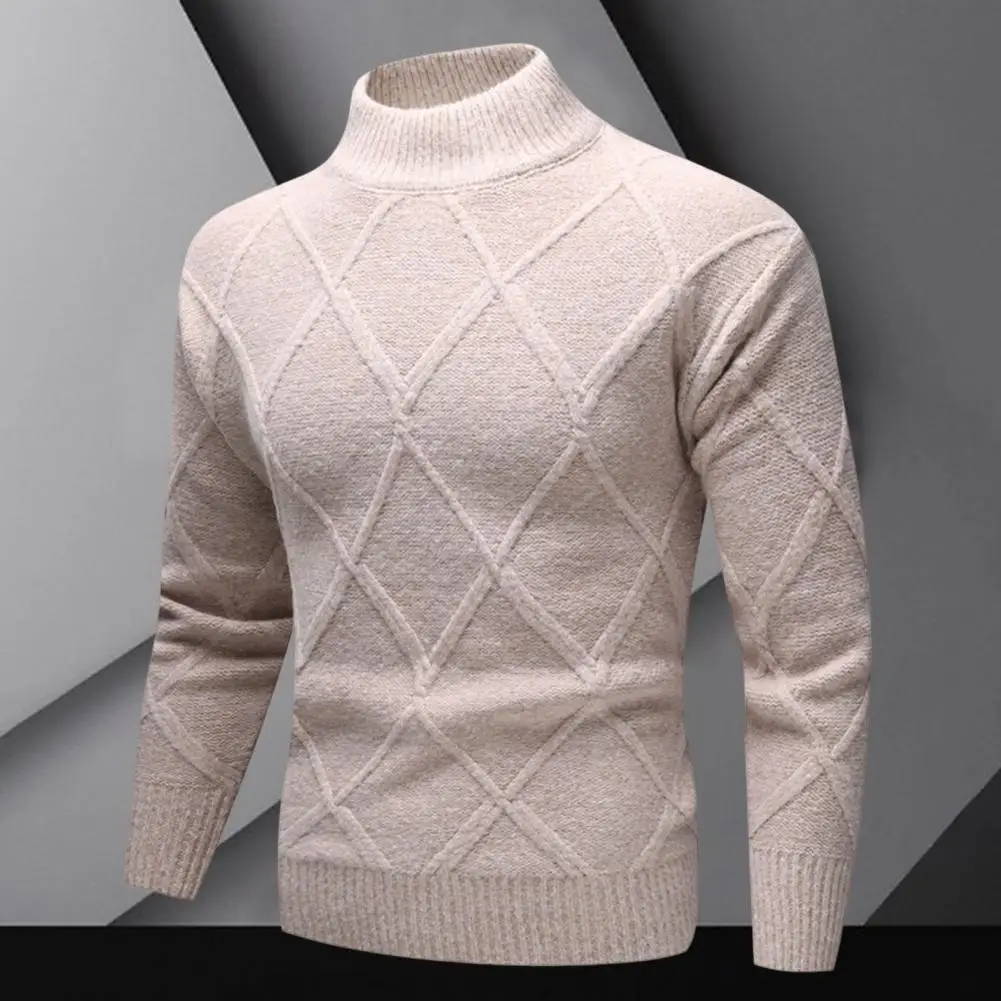 

Men Knitwear Solid Color Men Pullover Sweater Coldproof Fine Touch Pullover Sweater