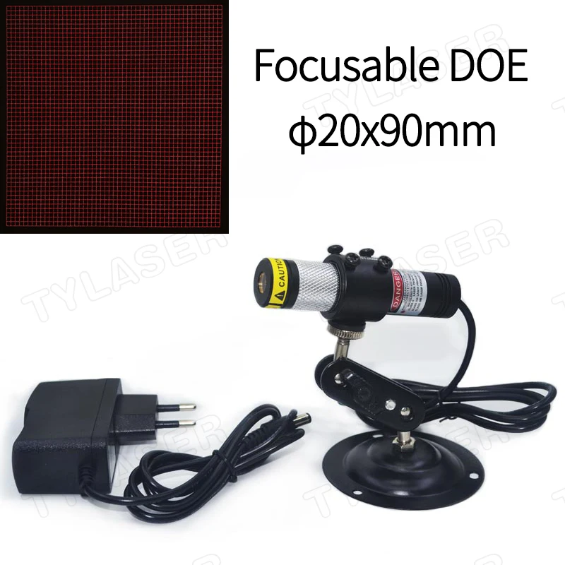 DOE Square 51x51 Grid Waterproof D20X90mm Focusable 650nm Red 50mW 100mW 150mW Laser Module for Cutting Positioning