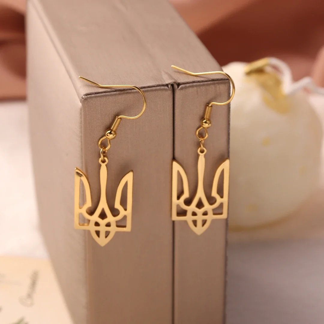 Серьги-подвески из нержавеющей стали с изображением национальных символов