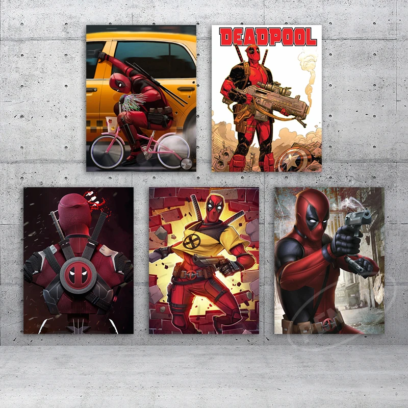 Забавный постер Дэдпул ездить на велосипеде холст картина Мстители принты