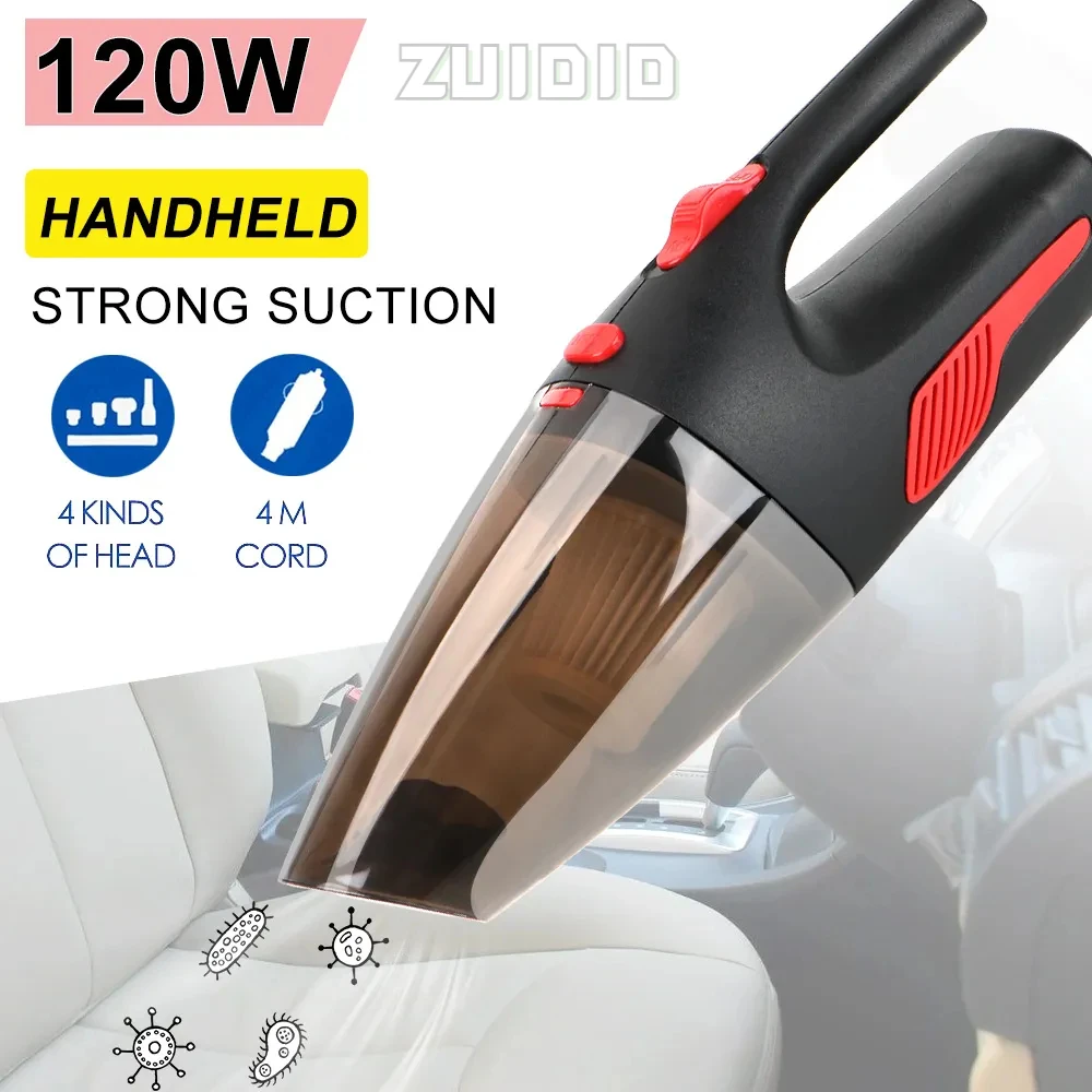 

120W 12V 5000PA Portable Handheld Car Vacuum Cleaning Machine Super Suction Wet/Dry Dual-Use For Car Cleaner Home Appliance 2023