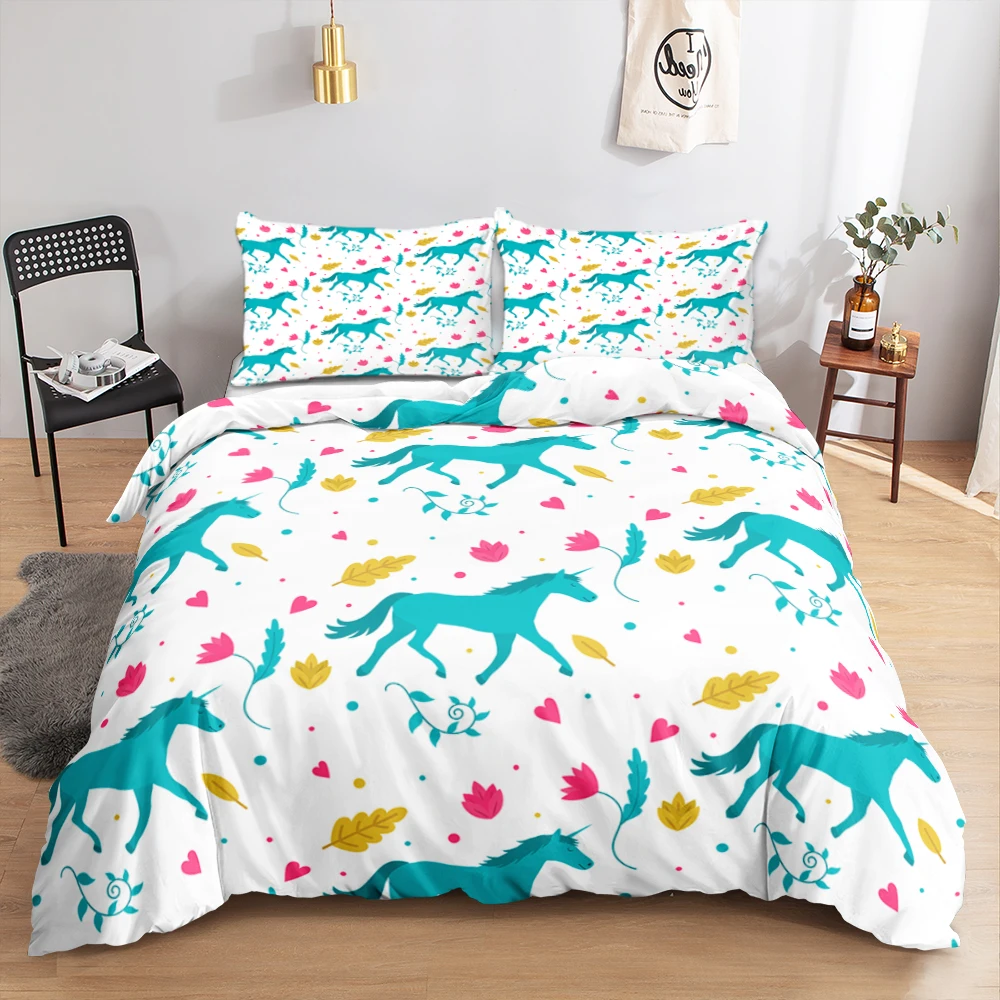 

Cartoon Bedding Set 3d Digital Printing Polyester Horse Duvet Cover Bedding Set