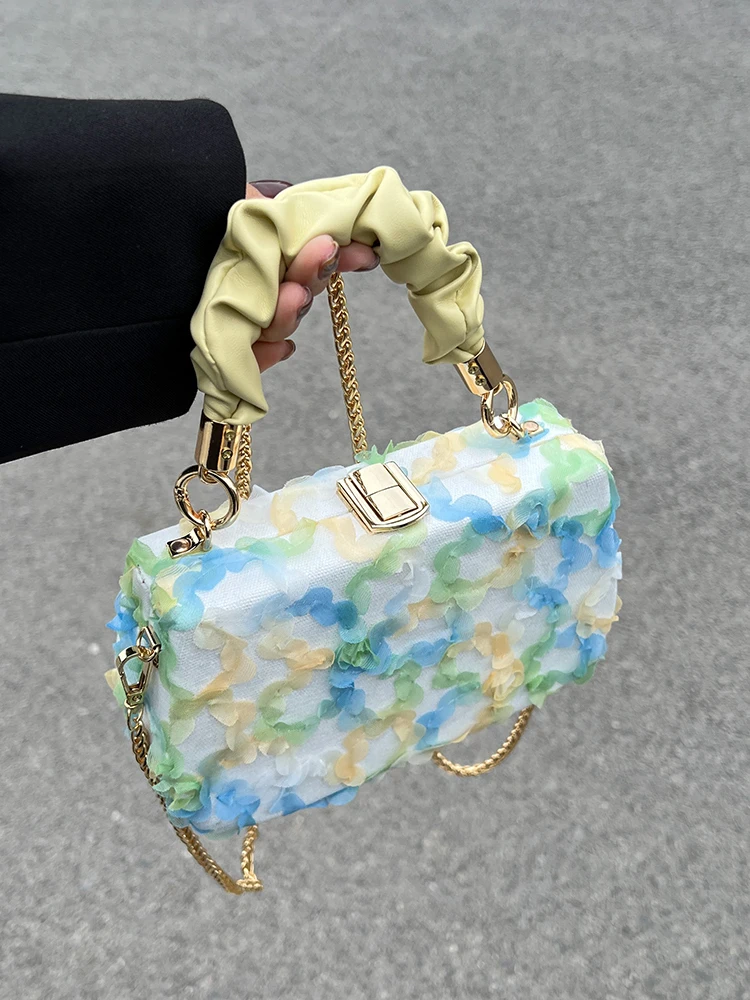

High Quality Women Messenger Bag Chic Korean Style Canvas Shoulder Bags Luxury Designer Chains Handbags