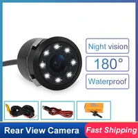 hot car rear view camera 8 led night vision reversing auto parking monitor ccd waterproof 180 degree hd video