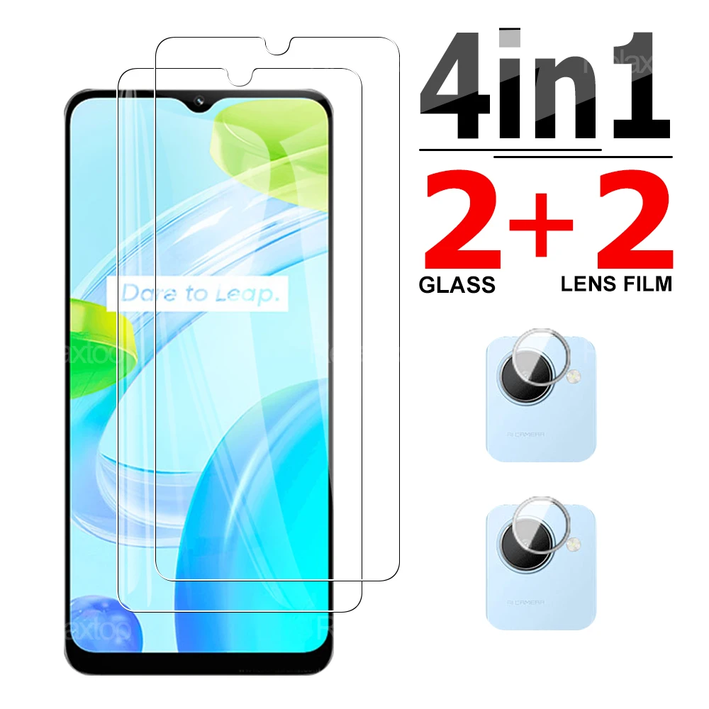 

4 в 1 закаленное стекло с полным покрытием, защитная пленка для Oppo Realme C30 C31, защитная пленка для экрана Oppo realme c35 c3, защитное стекло