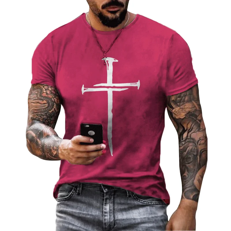 Купи Jesus Christ Cross 3d Printed T-shirt Men's T Shirt Classic Design Casual Short-sleeved Oversized Street Fashion Loose Tees Tops за 97 рублей в магазине AliExpress