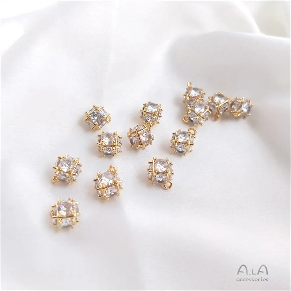 

Gold plated color preserving accessories inlaid with Zircon Pendant DIY handmade headpiece accessories bracelet pendant