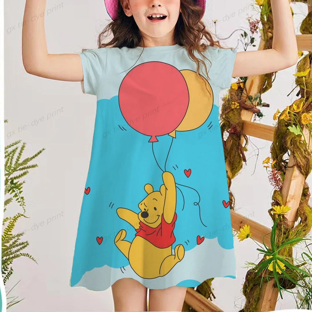 

Children's Home Clothes Winnie The Bear Dress Girls Summer Winnie The Bear Cartoon Children's Clothing Short Sleeve Casual Dress