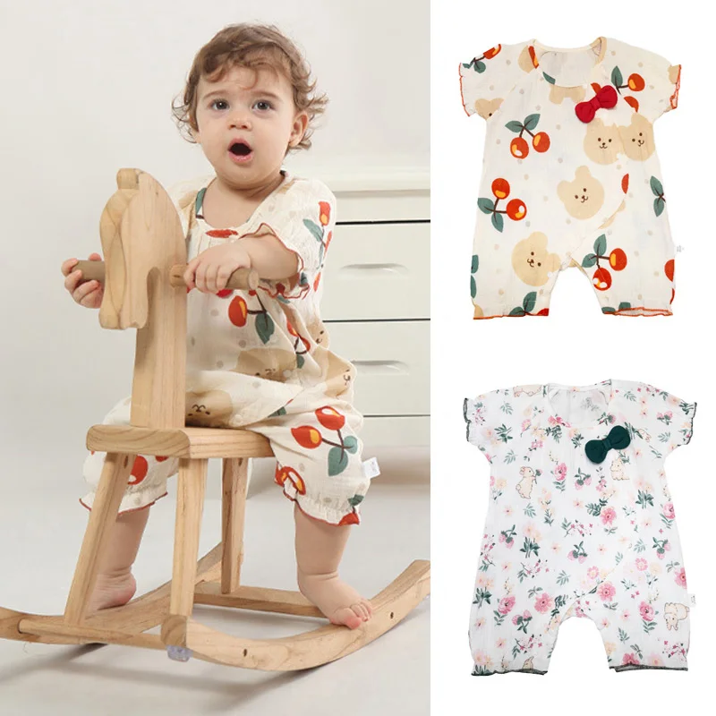 

Одежда для маленьких мальчиков, комбинезон из муслина с мультяшным принтом, боди для младенцев, цельный Летний комбинезон для новорожденных девочек, новинка 2023