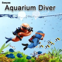 creative aquarium diver action figure fish tank ornament decoration flotation device design landscape resin crafts seeyea