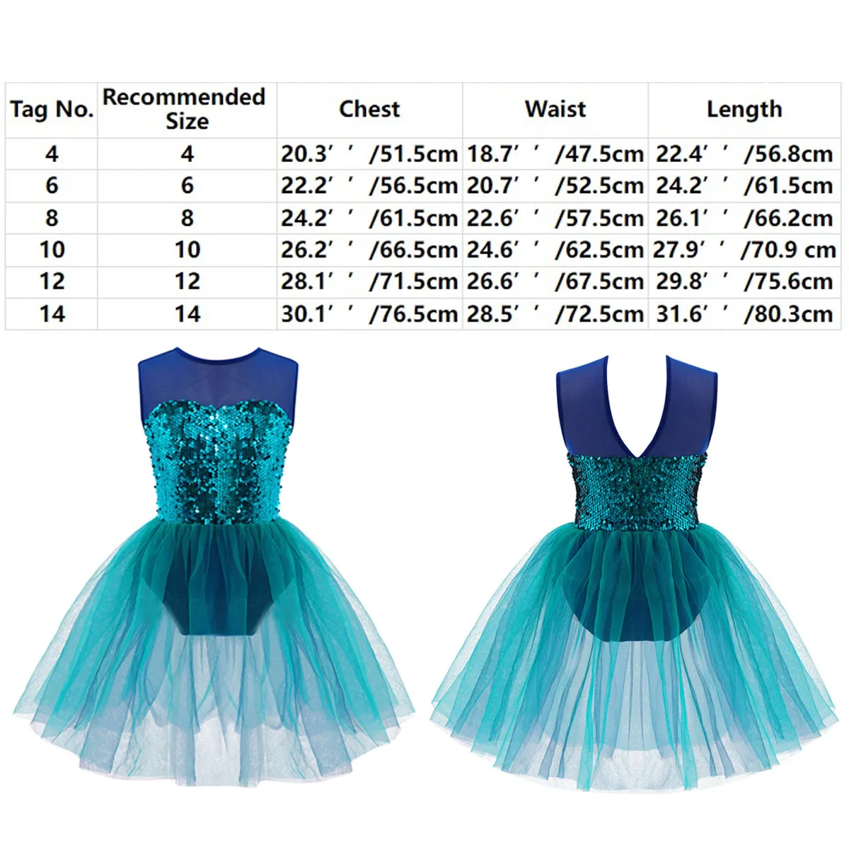 Детское балетное платье-пачка с блестками TiaoBug