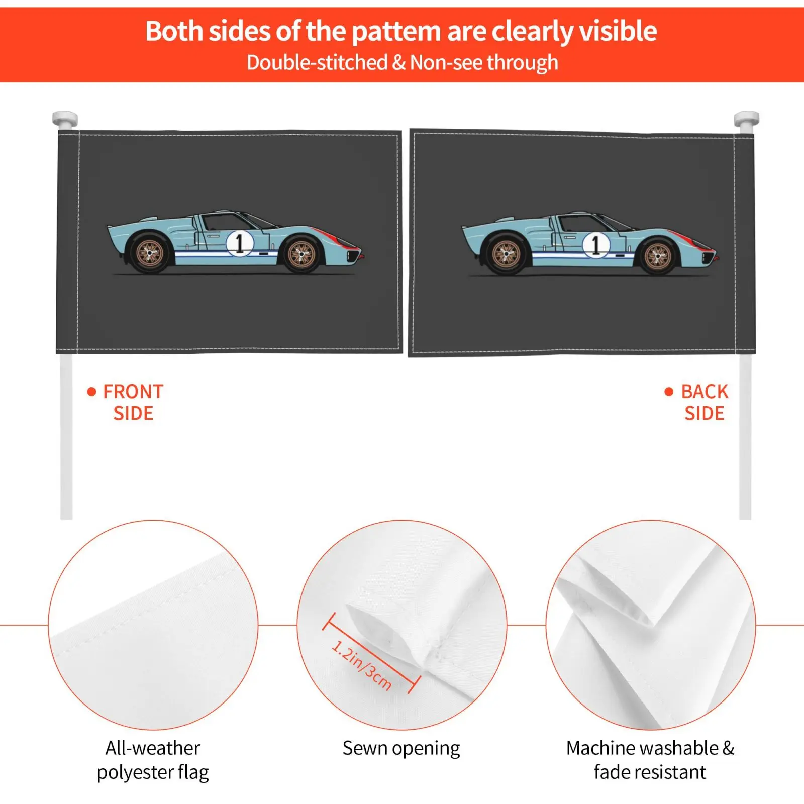 Gt40 мили гоночный автомобиль Открытый Декор флаг V8 мышечный американский Le Mans Driver