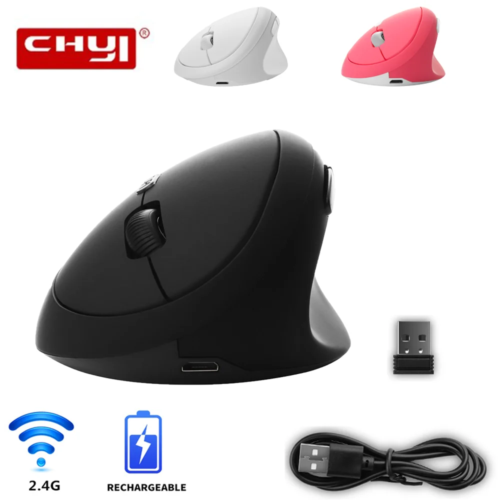 

CHYI Ergonomic Vertical Mouse 2.4G Wireless USB Rechargeable 1600DPI Gamer Mice 6D Mini Gaming Mouse For Computer Laptop PC