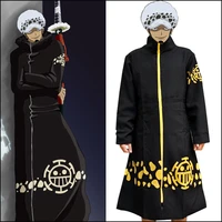 anime cosplay adults trafalgar d water law two years later cloak cape costume black coat blue white pants suits with hat cap