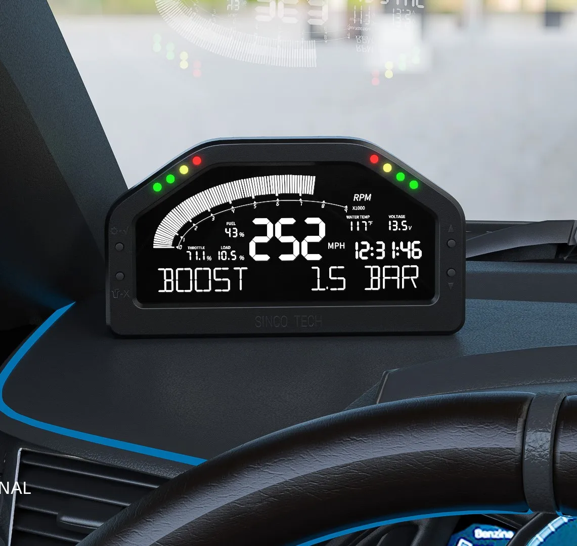 

SincoTech 6.5'' LCD Instrument Cluster OBD2 Race Dash 11-in-1 Car Speed/RPM/Volt/Fuel/Boost/Water Temp Meter (DO921)