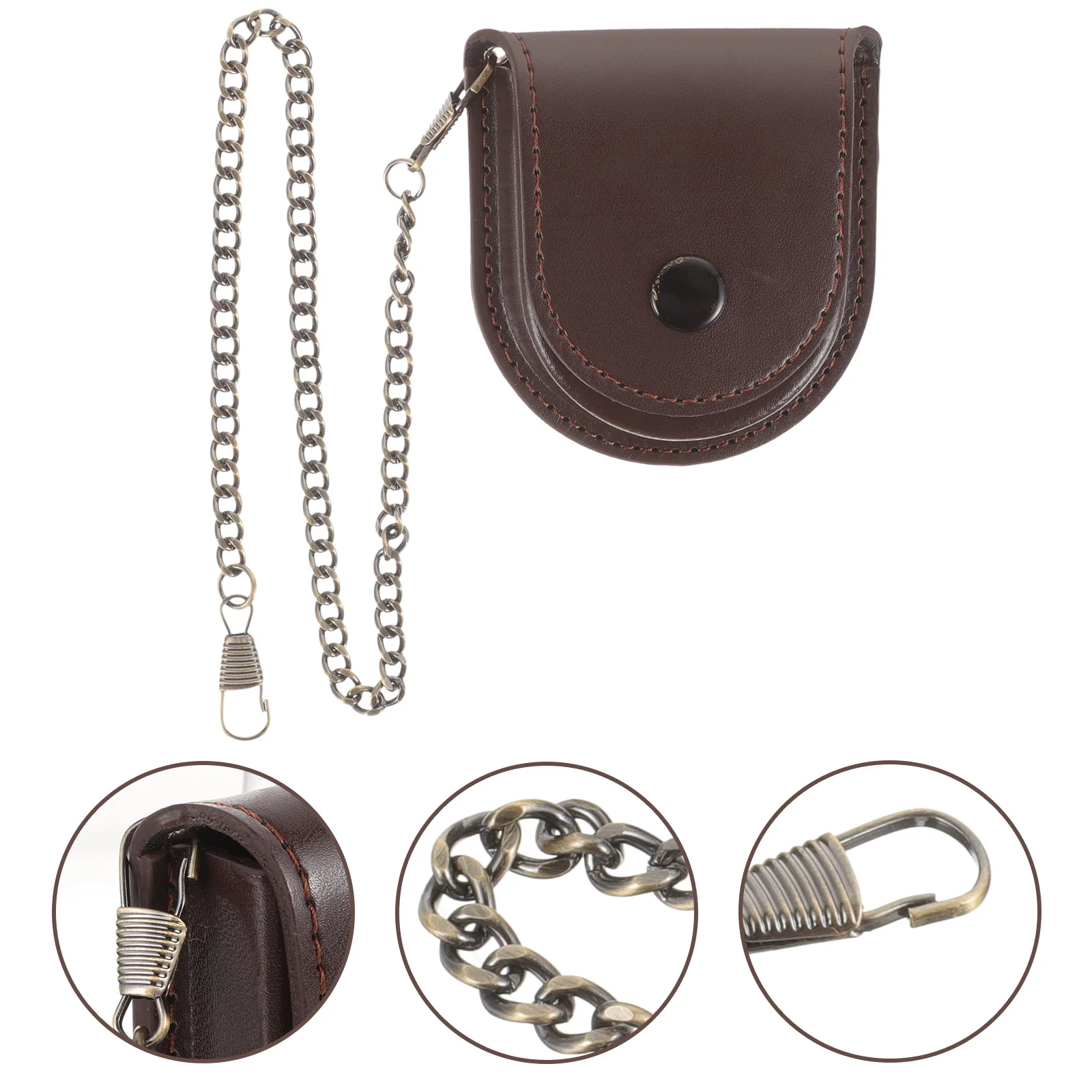 4 Pack Pocket Watch Case Pu Holder Organizer Portable Bag Chain Design Container Waist Storage Box Pouch Outdoor