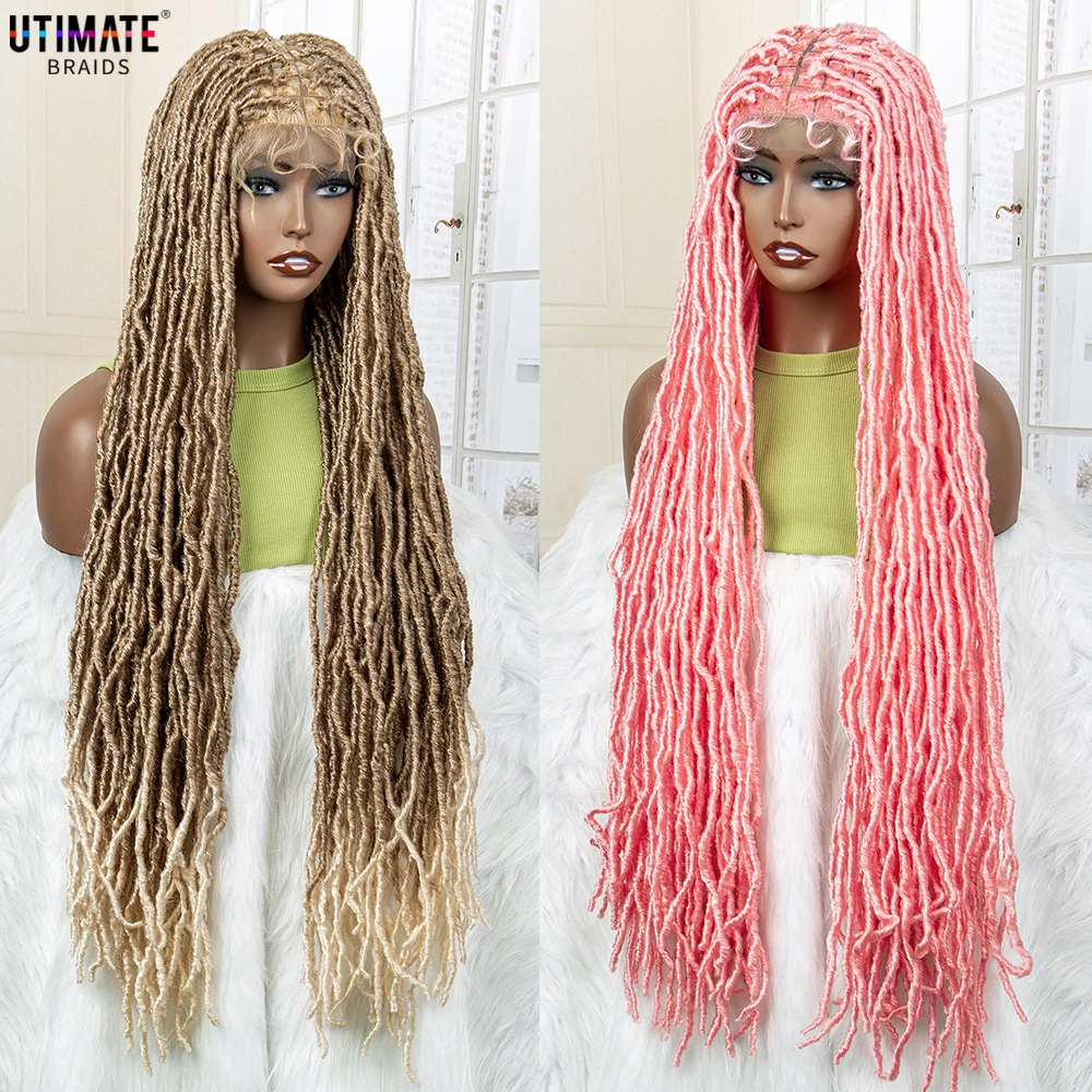 Dreadlock Braided Wigs Synthetic Full Lace 36 Inches Colorful Knotless Box Braiding Hair Wig for Afro Brazilian Women Daily Use