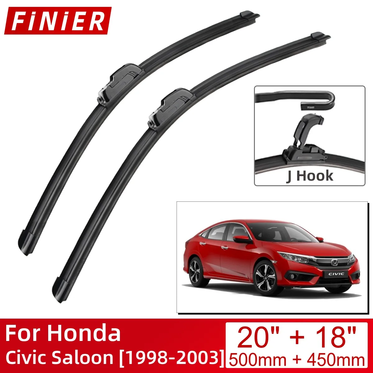 

Щетки стеклоочистителя передние для Honda Civic Saloon 1998-2003, 20 + 18 дюймов, J-образные крючки 2003 2002