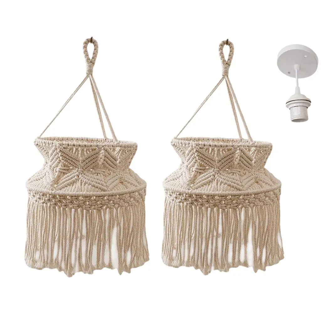 

Macrame Lamp Shade Woven Boho Pendant Lampshade Light Cover Hotel Decor