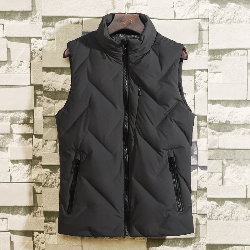

Autumn Winter Waistcoat Men Vest Jacket Stand Collar Sleeveless Vest Men Waistcoat Jackets Male Vest Veste Homme High Quality